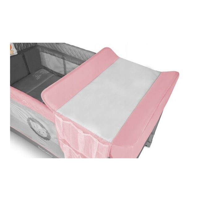 Lionelo - Patut pliant cu doua nivele Flower Cu arcada, 120x60 cm, Roz BYNLO-FLOWER_FLAMINGO