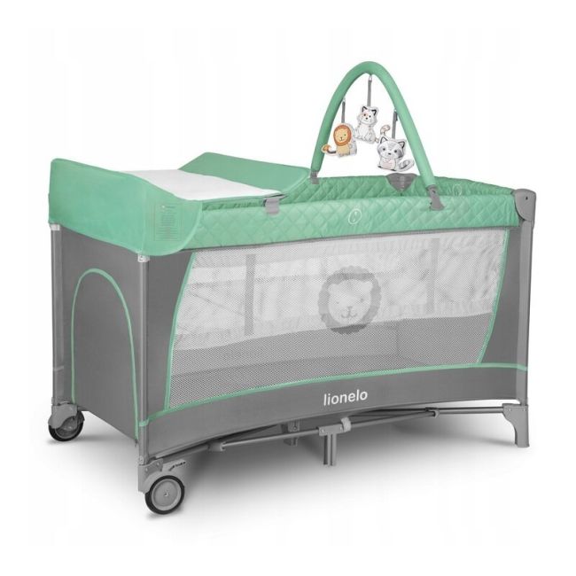 Lionelo - Patut pliant cu doua nivele Flower Cu arcada, 120x60 cm, Turcoaz BYNLO-FLOWER_TURQUOISE