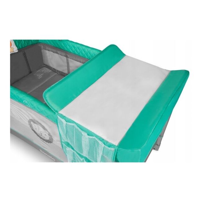 Lionelo - Patut pliant cu doua nivele Flower Cu arcada, 120x60 cm, Turcoaz BYNLO-FLOWER_TURQUOISE