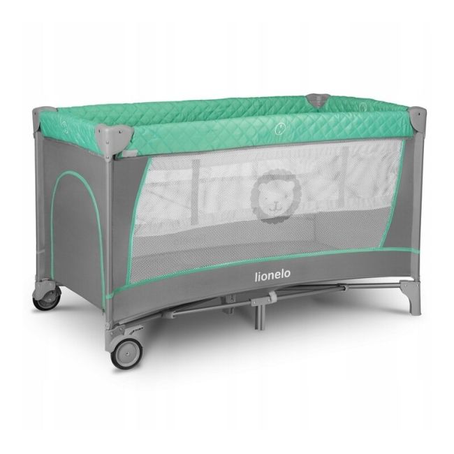 Lionelo - Patut pliant cu doua nivele Flower Cu arcada, 120x60 cm, Turcoaz BYNLO-FLOWER_TURQUOISE