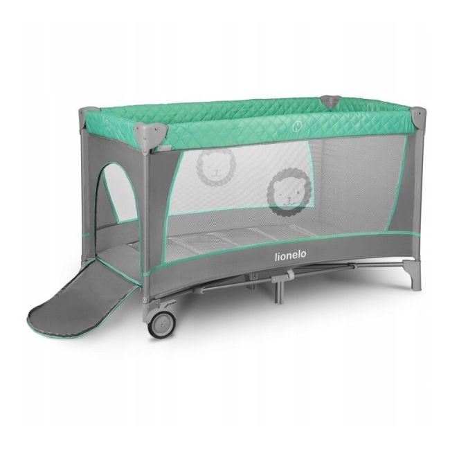 Lionelo - Patut pliant cu doua nivele Flower Cu arcada, 120x60 cm, Turcoaz BYNLO-FLOWER_TURQUOISE