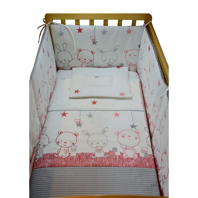 Lenjerie patut bebe 5 piese "Bucuria cadoului" 60 x 120 cm - KDEL5NBBC