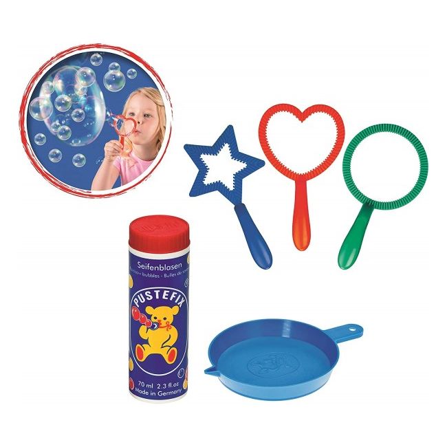 Set baloane de sapun Pustefix cu 3 forme tavita si tub cu 70 ml de solutie - SOLPUS869-455