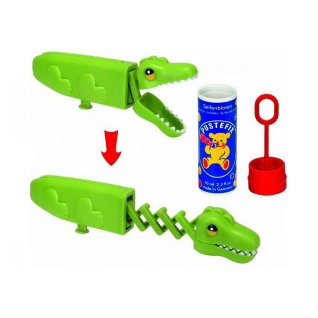 Set baloane de sapun Pustefix cu jucarie crocodil cu brat retractabil pentru a prinde baloanele de sapun 70 ml - SOLPUS869-475