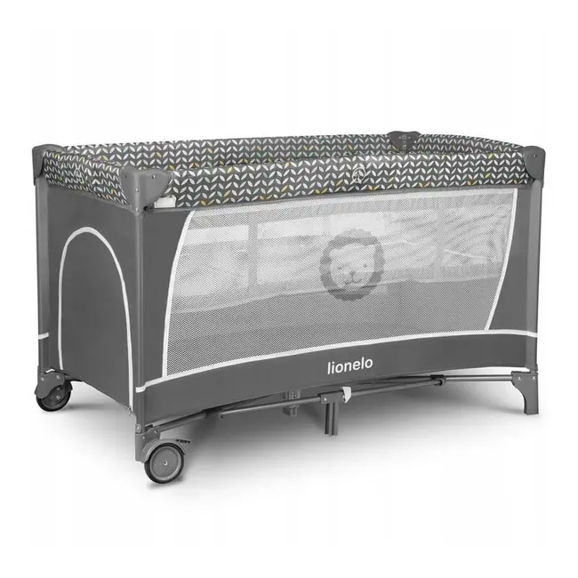 Lionelo - Patut pliant cu doua nivele Flower Cu arcada, 120x60 cm, Gri BYNLO-FLOWER_GREY_SCANDI