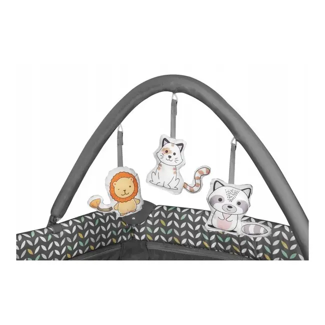 Lionelo - Patut pliant cu doua nivele Flower Cu arcada, 120x60 cm, Gri BYNLO-FLOWER_GREY_SCANDI