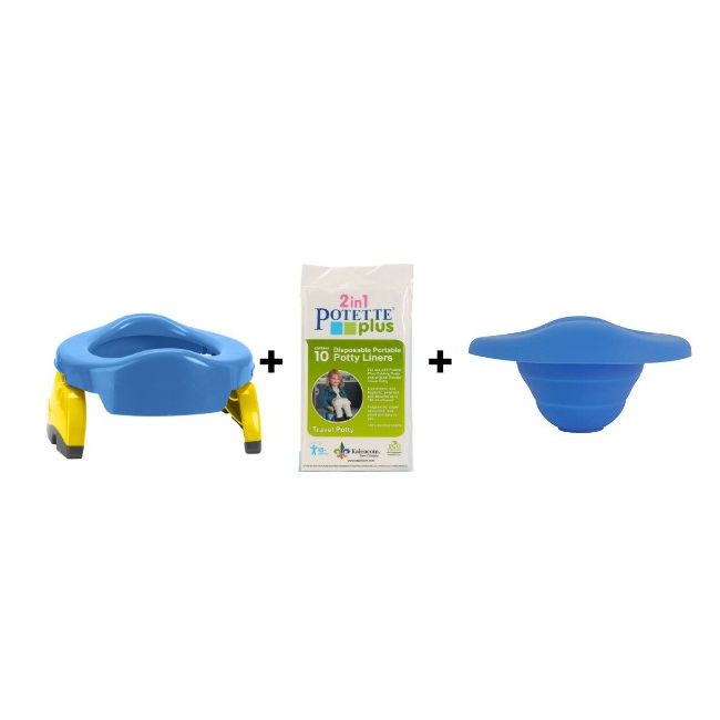 Potette Plus, Pachet Olita portabila, liner, 10 pungi biodegradabile, 700g, 14 luni+, albastra KDCKDS229