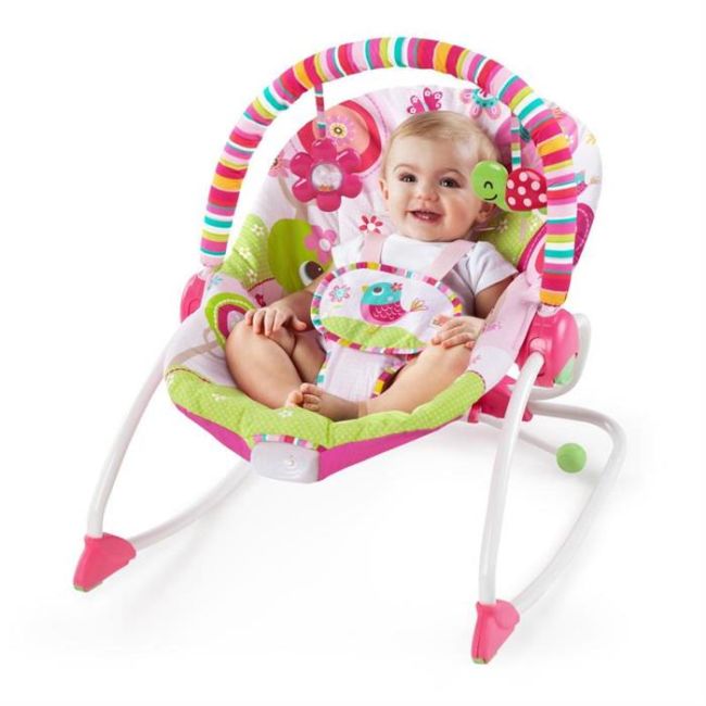 Bright Starts - Balansoar cu vibratii 2 in 1 Raspberry Garden BBB10125