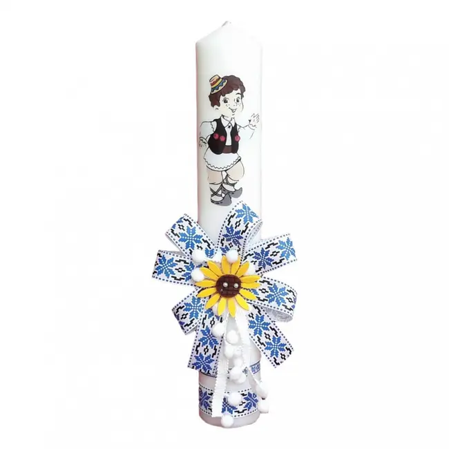 Lumanare botez pentru baietel, decorata traditional, Denikos&reg; 668 NKO3086