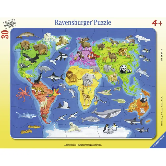 PUZZLE HARTA LUMII CU ANIMALE, 30 PIESE - ARTRVSPC06641