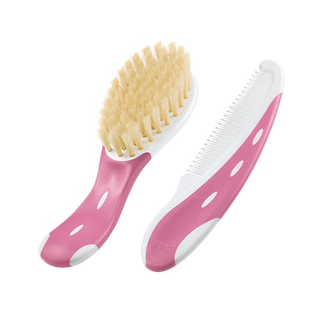 Set Nuk perie par natural si piepten Roz ERFMAR-N2891