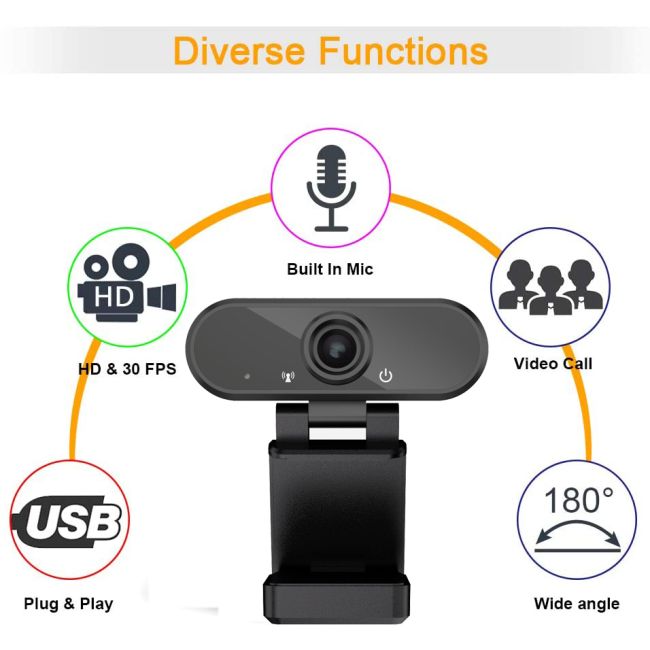 Camera Web 1080P, USB 2.0, FullHD, Trepied inclus In One IO0026 BBJIO0026_Negru