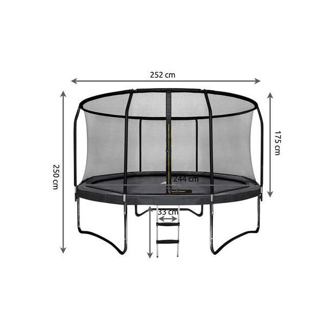 Trambulina de gradina 244cm cu plasa si scarita  Malatec MY2838 BBJMY2838_Negru