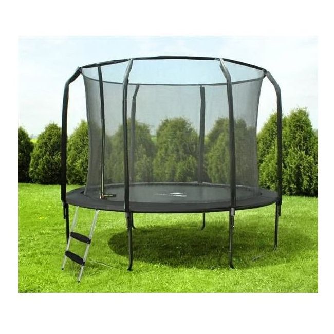 Trambulina de gradina 244cm cu plasa si scarita  Malatec MY2838 BBJMY2838_Negru