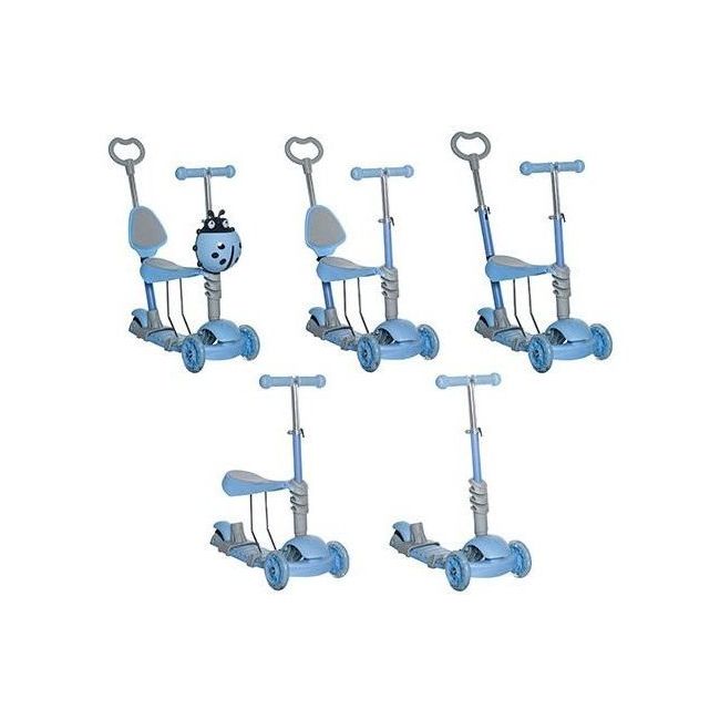 Trotineta buburuza 5 in 1 cu roti Led Kruzzel MY2841 BBJMY2841_Albastru
