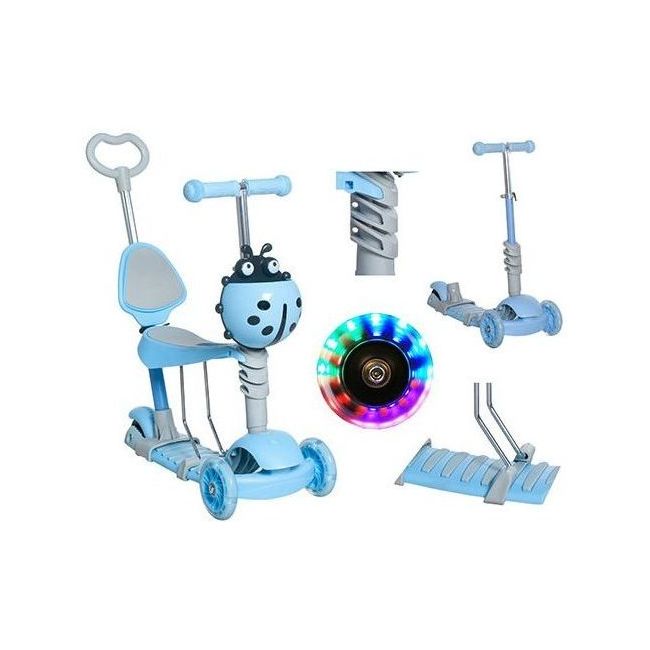 Trotineta buburuza 5 in 1 cu roti Led Kruzzel MY2841 BBJMY2841_Albastru