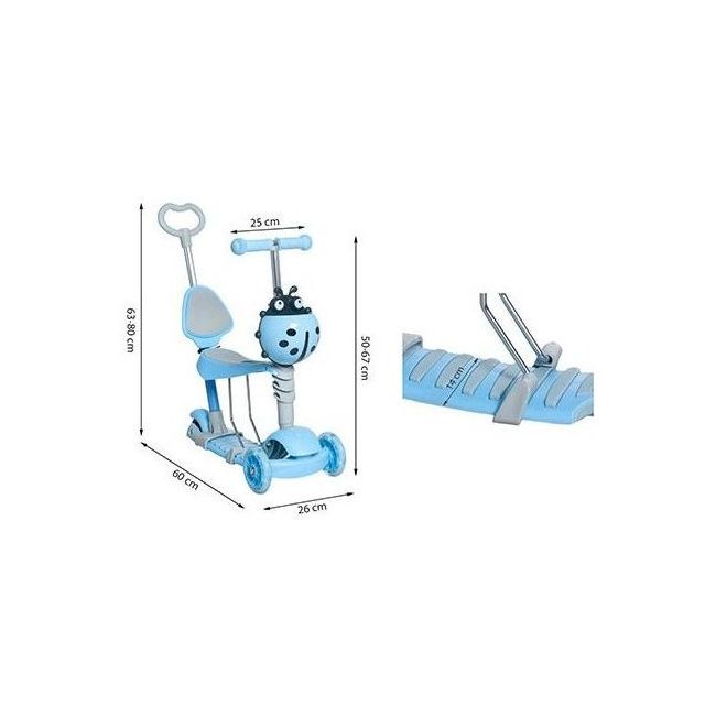 Trotineta buburuza 5 in 1 cu roti Led Kruzzel MY2841 BBJMY2841_Albastru