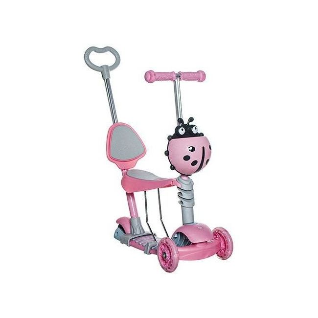 Trotineta buburuza 5 in 1 cu roti Led Kruzzel MY2841 BBJMY2841_Roz