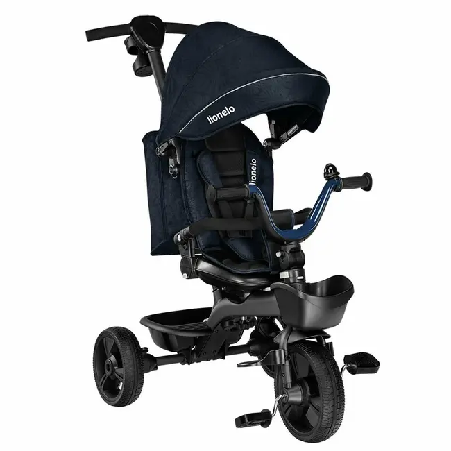 Lionelo - Tricicleta Kori Blue Navy Suport picioare, Control al directiei, Scaun reversibil, Rotire 360 grade, Pliabila BYNLO-KORI_BLUE_NAVY