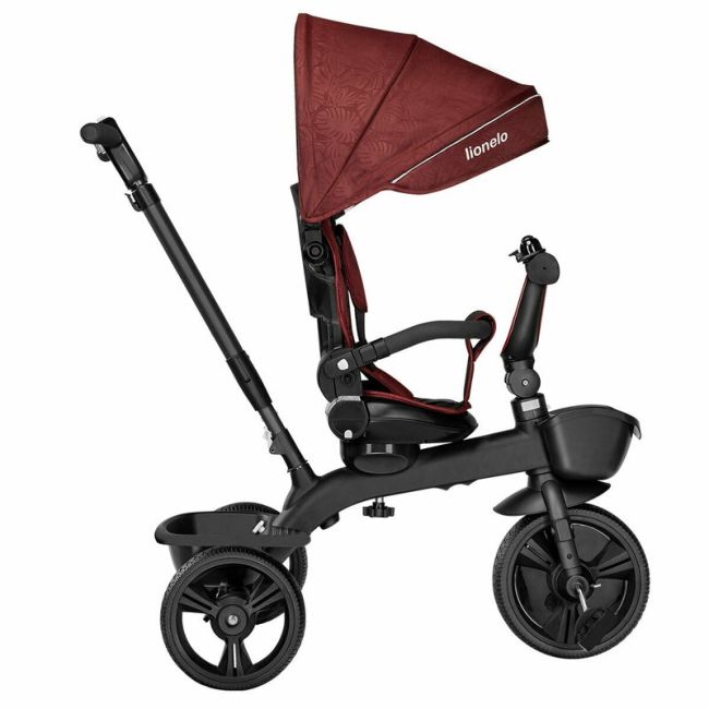 Lionelo - Tricicleta Kori Red Burgundy Suport picioare, Control al directiei, Scaun reversibil, Rotire 360 grade, Pliabila BYNLO-KORI_RED_BURGUNDY