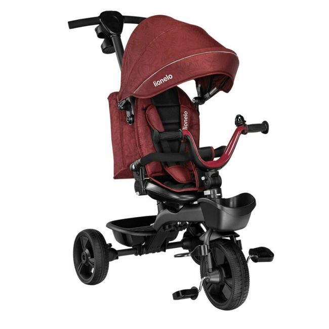 Lionelo - Tricicleta Kori Red Burgundy Suport picioare, Control al directiei, Scaun reversibil, Rotire 360 grade, Pliabila BYNLO-KORI_RED_BURGUNDY