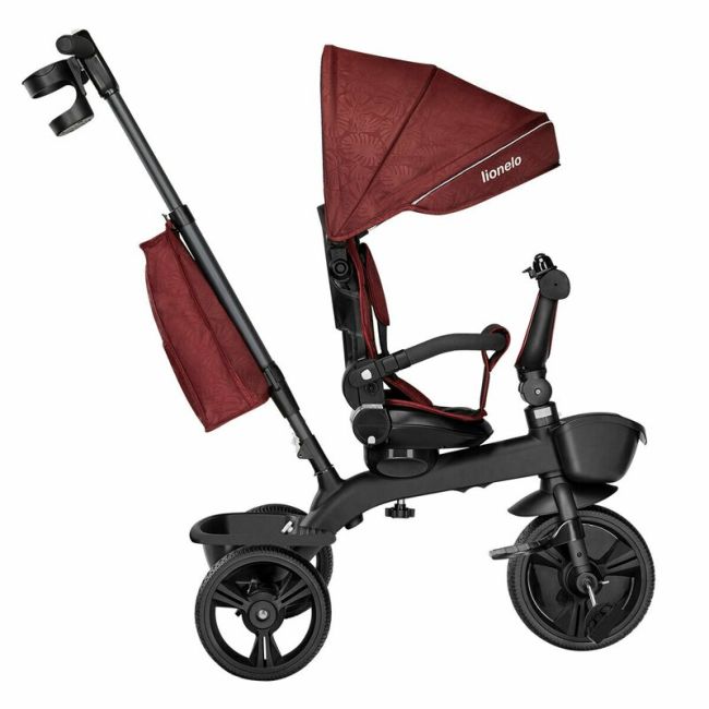 Lionelo - Tricicleta Kori Red Burgundy Suport picioare, Control al directiei, Scaun reversibil, Rotire 360 grade, Pliabila BYNLO-KORI_RED_BURGUNDY