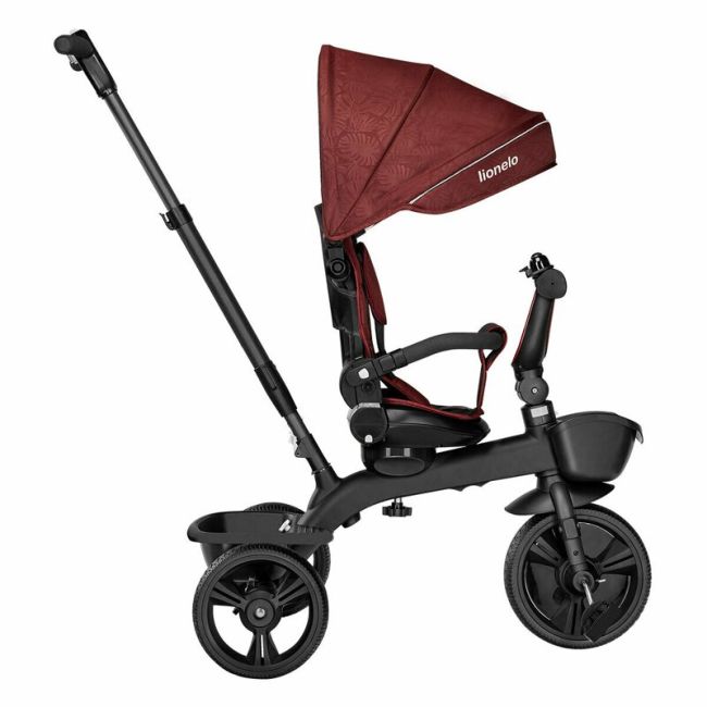 Lionelo - Tricicleta Kori Red Burgundy Suport picioare, Control al directiei, Scaun reversibil, Rotire 360 grade, Pliabila BYNLO-KORI_RED_BURGUNDY
