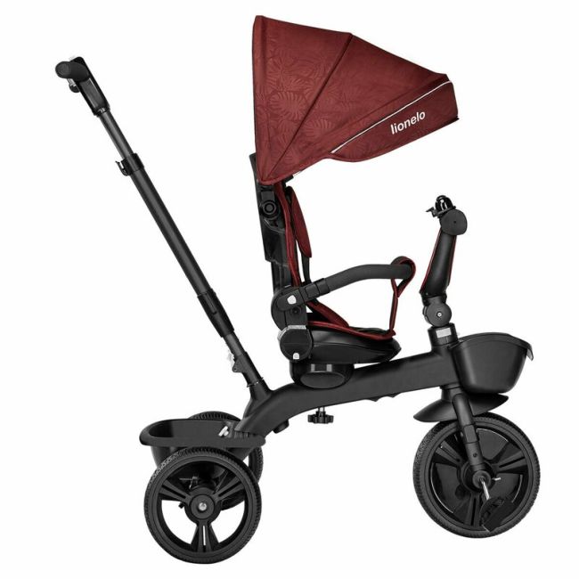 Lionelo - Tricicleta Kori Red Burgundy Suport picioare, Control al directiei, Scaun reversibil, Rotire 360 grade, Pliabila BYNLO-KORI_RED_BURGUNDY
