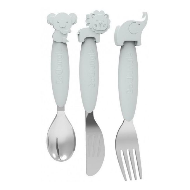 Set tacamuri metalice cu manere de silicon Bo Jungle Gri - SOLBJB500660