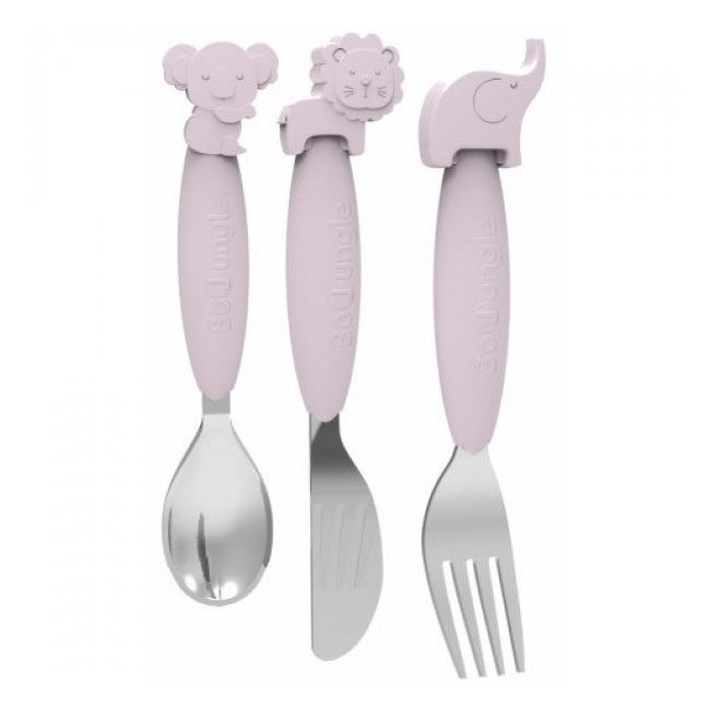 Set tacamuri metalice cu manere de silicon Bo Jungle Roz - SOLBJB500680