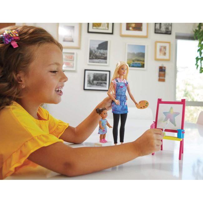 BARBIE CARIERE SET MOBILIER CU PAPUSA PROFESOARA DE PICTURA - VIVDHB63_GJM29