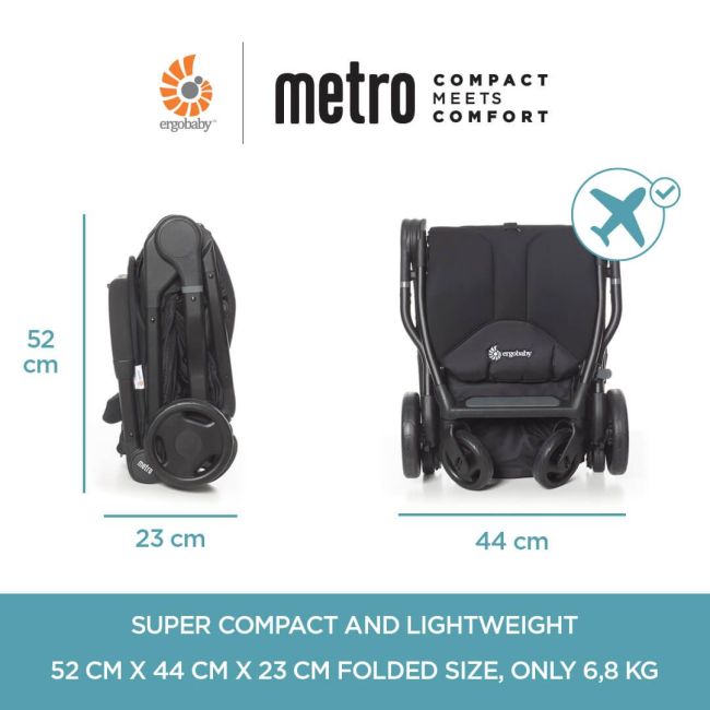 Carucior Compact Metro Ergobaby Gri pana la 22kg TNAMETRO15EU2