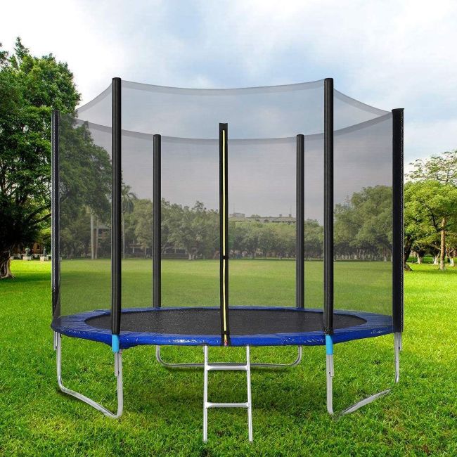 Set Trambulina 244 cm cu plasa si scarita  In One IO0028 BBJIO0028_Albastru