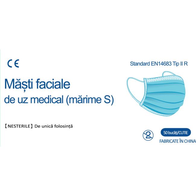 Set 50 masti faciale de uz medical pentru copii - filtrare >98%
