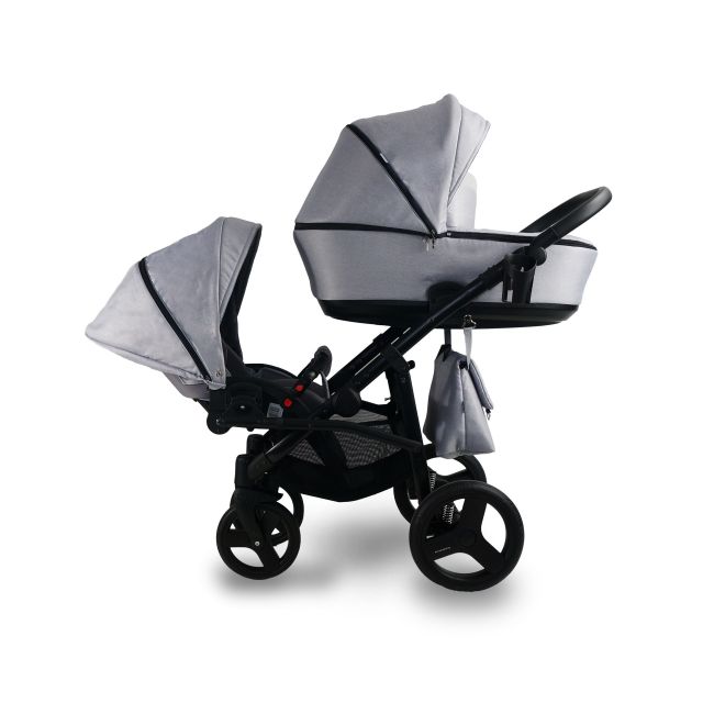 CARUCIOR COPII GEMENI TANDEM 2 IN 1, Bexa LUX, Grey - PJBBexaDuo01