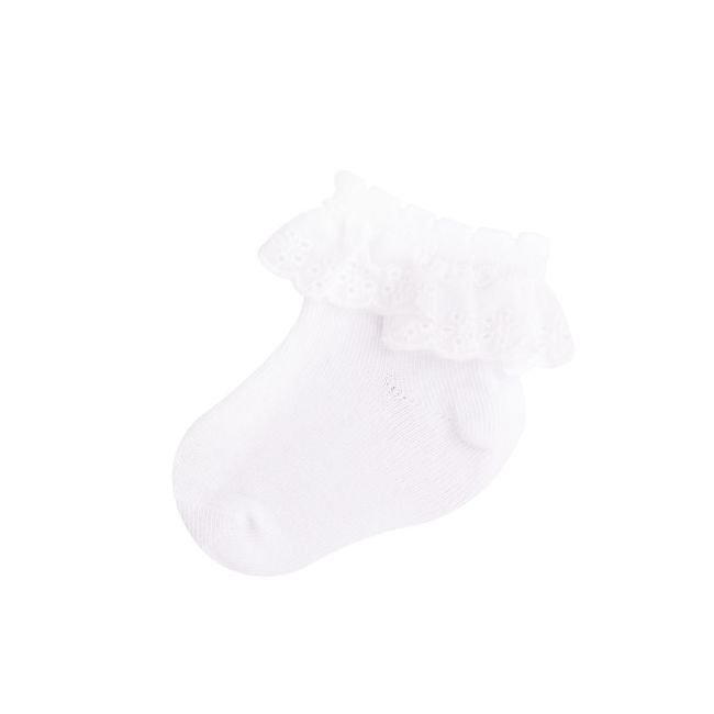 Sosete pentru bebelusi cu dantela - SKFA-White-D.9-12 luni