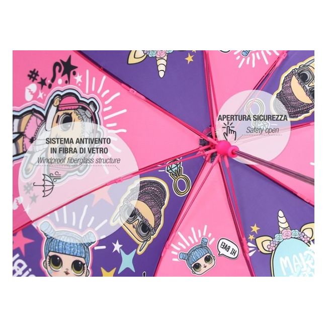Umbrela manuala 42 cm cu inchidere cu siguranta LOL Surprise - SOLPE75071