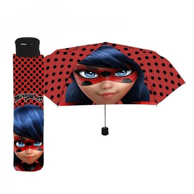 Umbrela manuala 50 cm cu inchidere cu siguranta si protectie pentru vant Miraculous Lady Bug - SOLPE75262