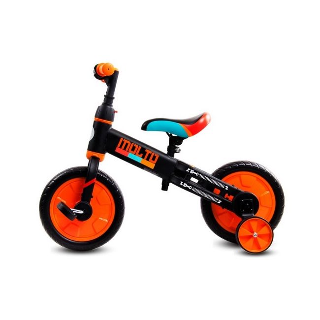 Bicicleta cu sau fara pedale si roti ajutatoare sun baby molto 014 orange edeedij02.014.1.3