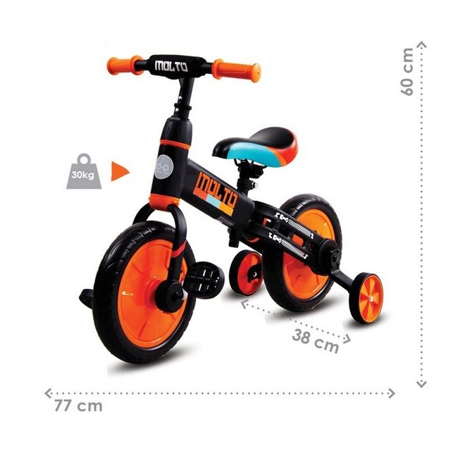 Bicicleta cu sau fara pedale si roti ajutatoare sun baby molto 014 orange edeedij02.014.1.3