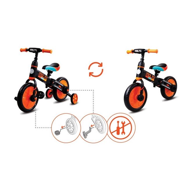 Bicicleta cu sau fara pedale si roti ajutatoare sun baby molto 014 orange edeedij02.014.1.3