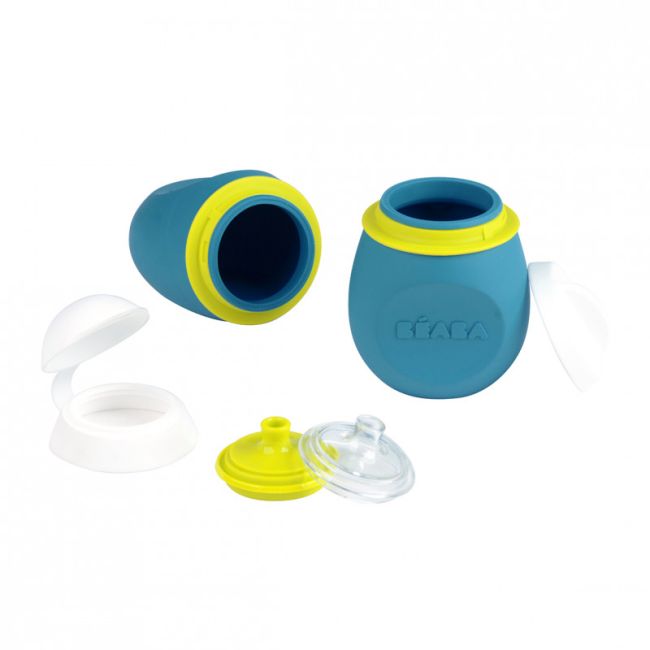Set BabySqueez 2 in 1 si Recipient Squeez - Albastru ERFB912624