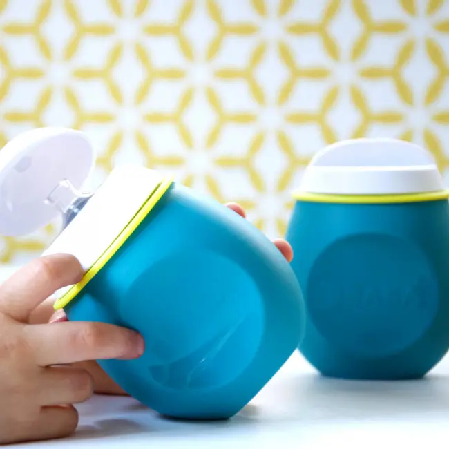 Set BabySqueez 2 in 1 si Recipient Squeez - Albastru ERFB912624