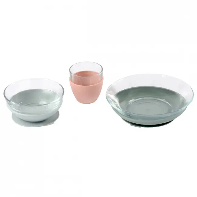 Set de masa 3 piese din sticla DURALEX cu suport antiaderent - Eucalyptus ERFB913487