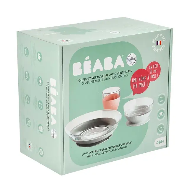 Set de masa 3 piese din sticla DURALEX cu suport antiaderent - Eucalyptus ERFB913487