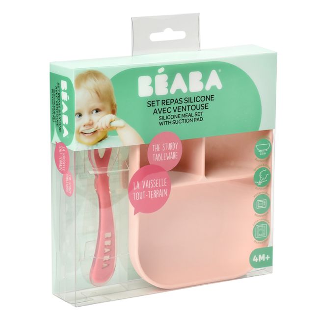 Set de masa silicon Beaba 2 piese - Roz ERFB913456