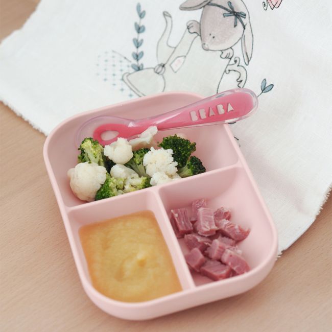 Set de masa silicon Beaba 2 piese - Roz ERFB913456