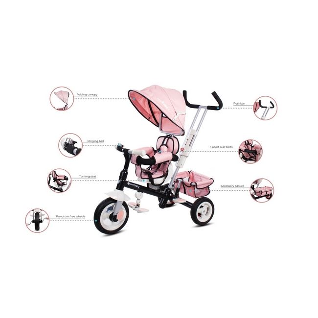 Tricicleta cu sezut reversibil sun baby 002 super trike plus pink edeedij01.002.1.6