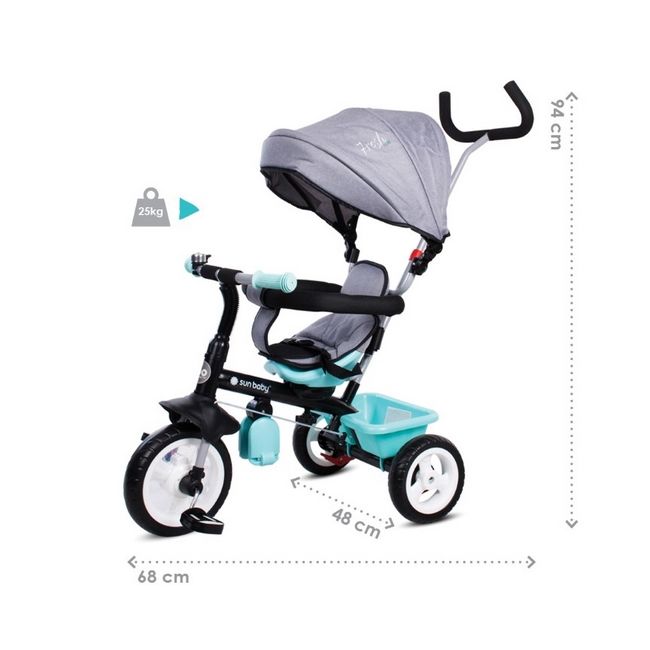Tricicleta cu sezut reversibil sun baby 017 fresh 360 - turquoise grey edeedij01.017.1.3