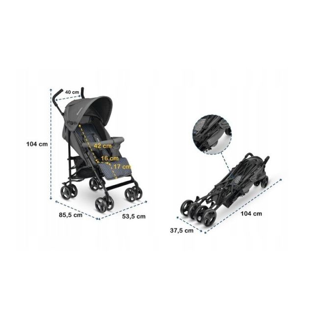 Lionelo - Carucior sport Elia Cu accesorii, Gri BYNLO-ELIA_GRAPHITE